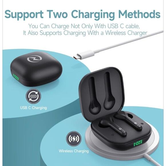 Votik Wireless Noise Cancelling 4 Mic Earbuds Clear Call Bluetooth Black *NEW* - Picture 4 of 7